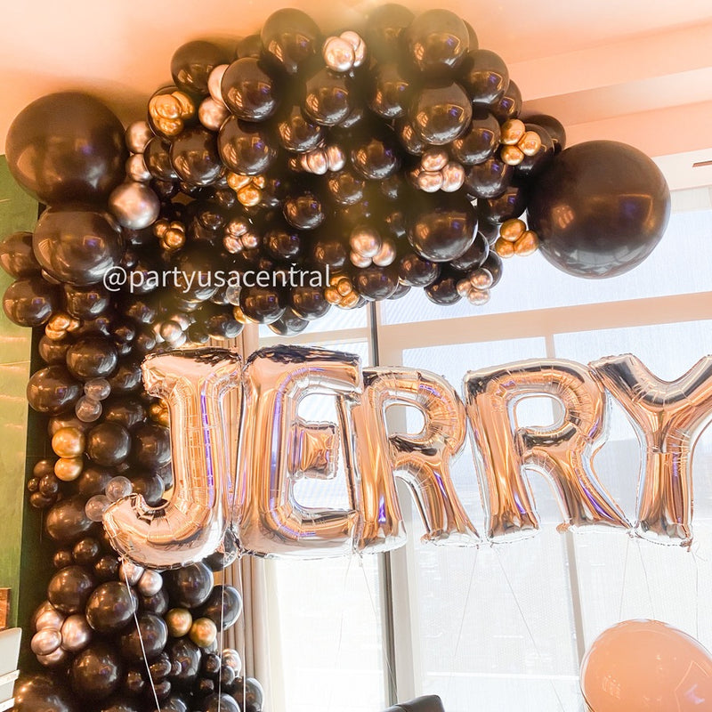 Organic Balloon Demi Arch with Ceiling Cascade