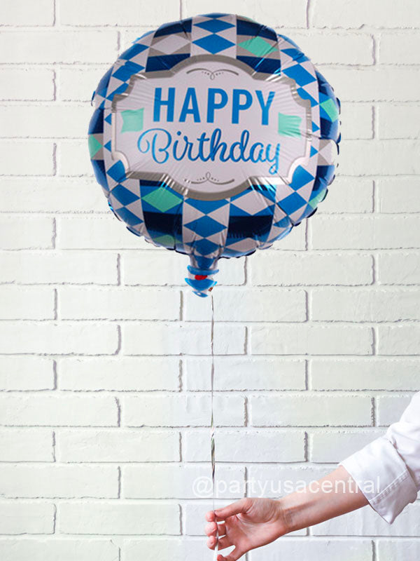 Birthday Tie Pattern Helium Foil Balloon