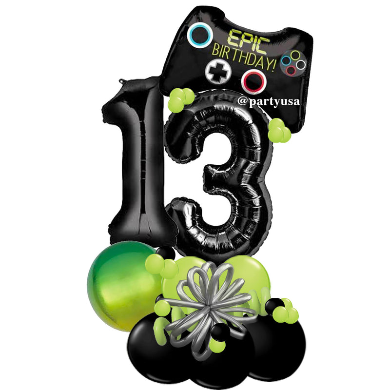 BB13 - Number Marquee Video Game Balloon Bouquet