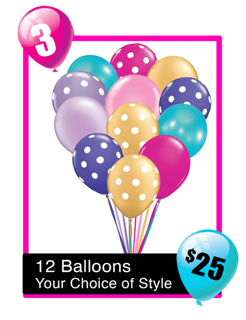 BB03 - 12 Latex Helium Balloons