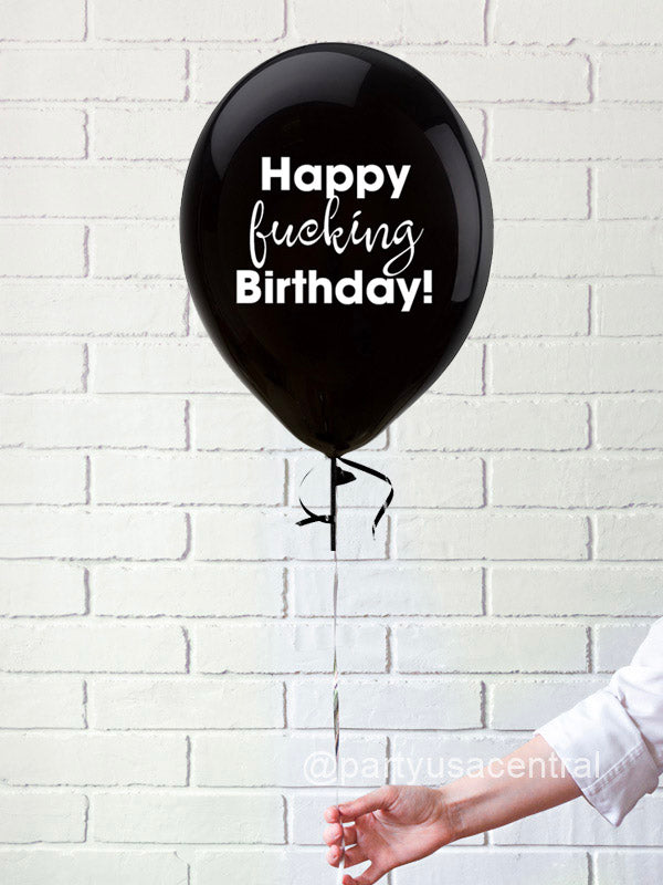 Happy Fucking Birthday Latex Helium Balloons - Black