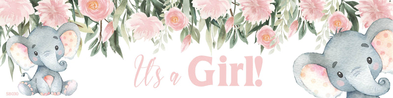 It's a Girl Baby Elephant Banner