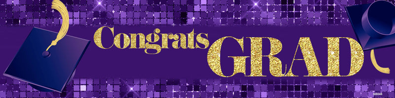 Congrats Grad Purple Graduation Banner