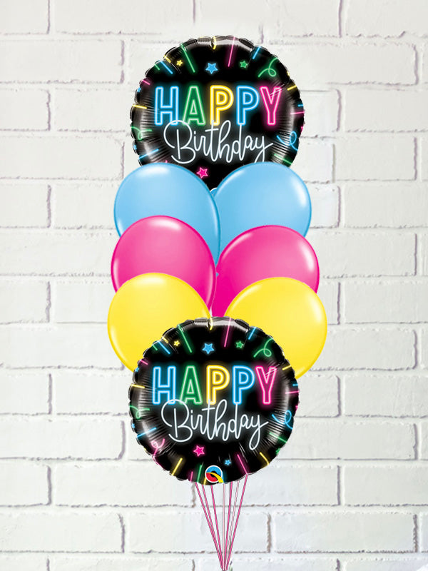 BB04 - Mini Birthday Neon Balloon Bouquet