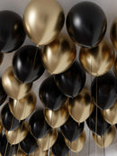 Gold & Black Helium Balloons - 25ct