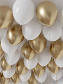 Gold & White Helium Balloons - 25ct