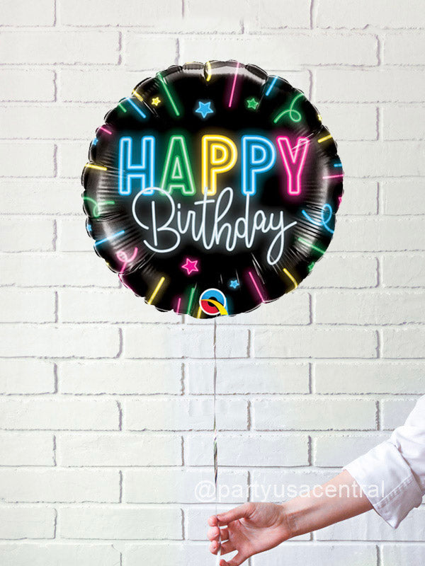 Neon Birthday Helium Foil Balloon