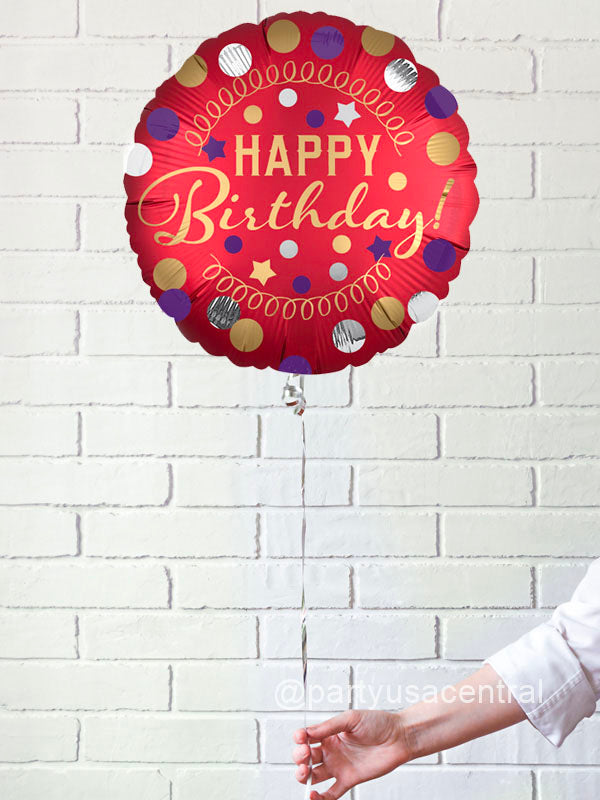 Red Satin Birthday Helium Foil Balloon
