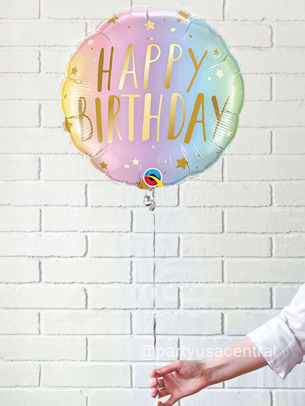 Birthday Pastel Ombre Helium Foil Balloon
