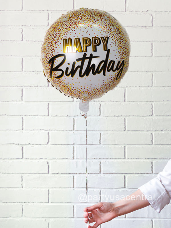 Birthday Gold Glitter Helium Foil Balloon