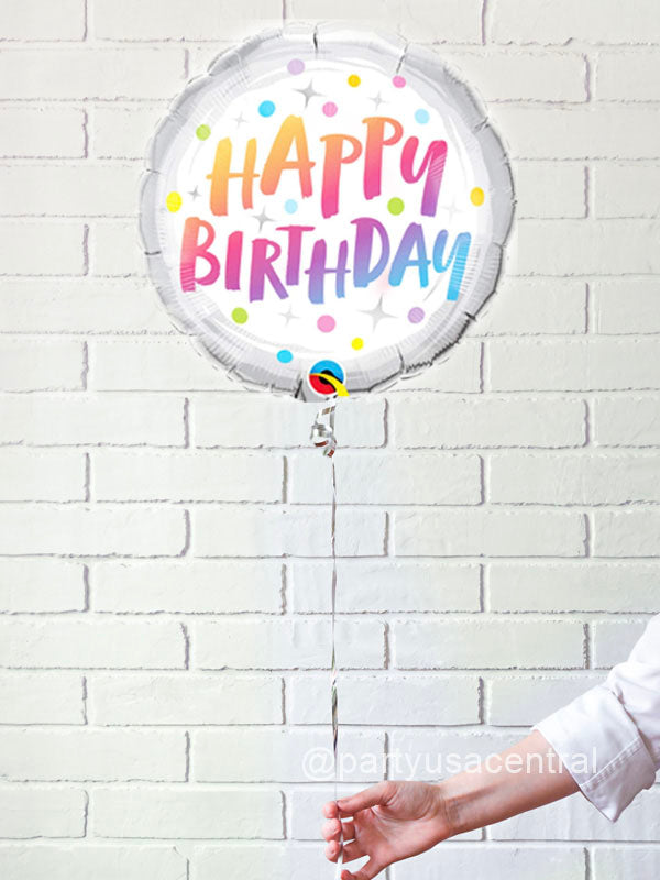Rainbow Birthday Dots Helium Foil Balloon