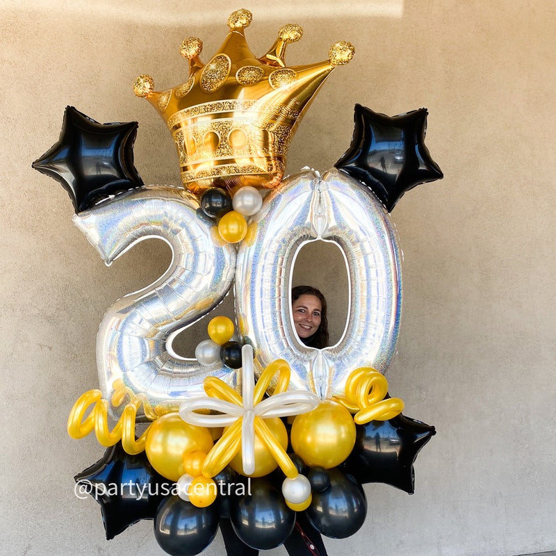 BB15 - Grand Marquee 20th Birthday King Balloon Bouquet