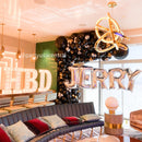 Organic Balloon Demi Arch with Ceiling Cascade