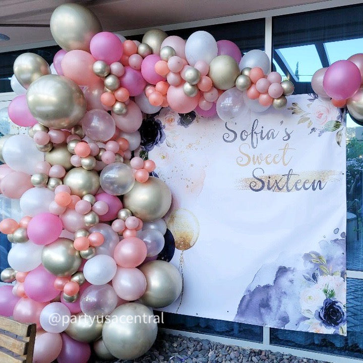 Sweet 16th Organic Balloon Demi Arch