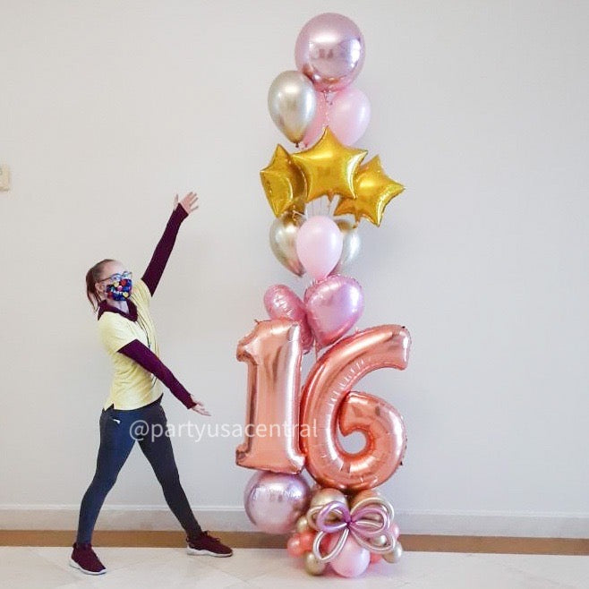 BB12 - Extravagant 16th Birthday Balloon Bouquet
