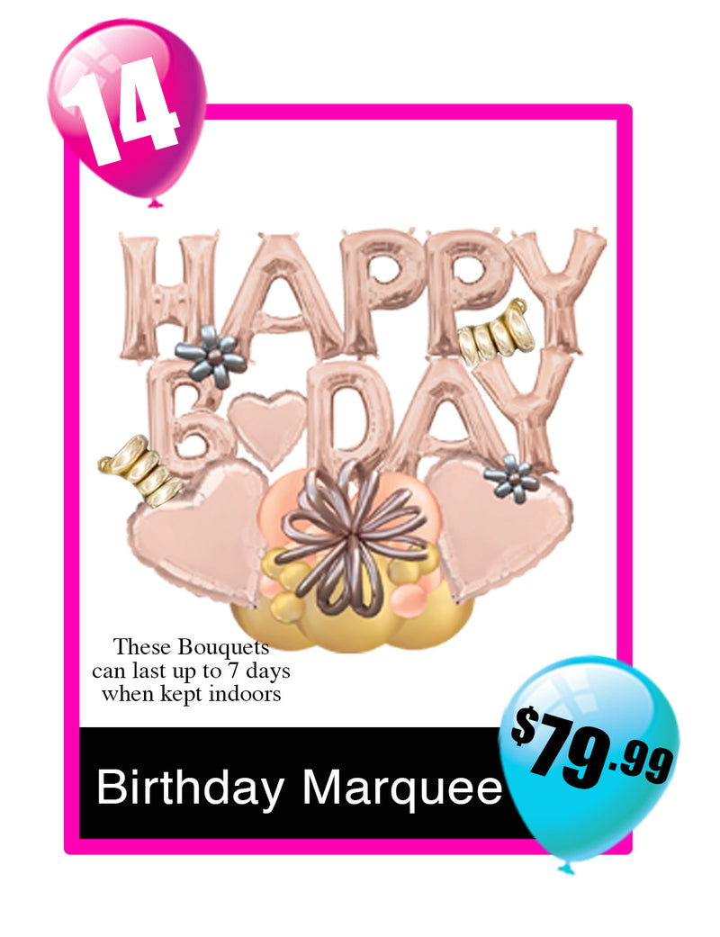 BB14 -Happy B-Day Marquee Balloon Bouquet