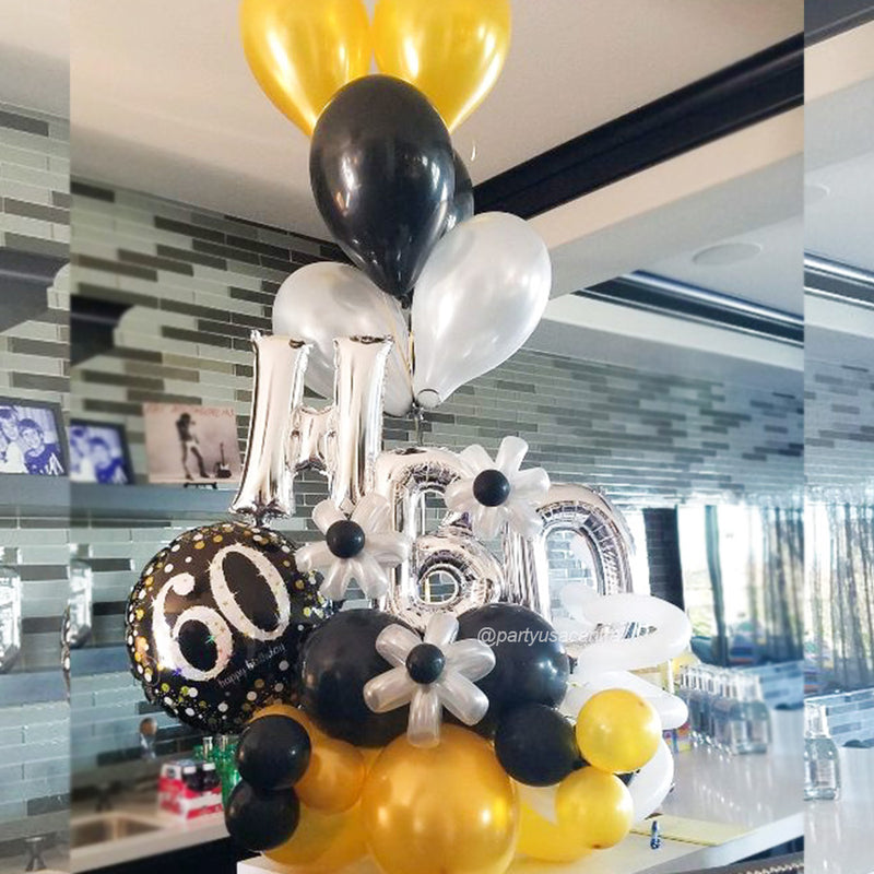 BB19 - HBD 60th Birthday Marquee Balloon Bouquet