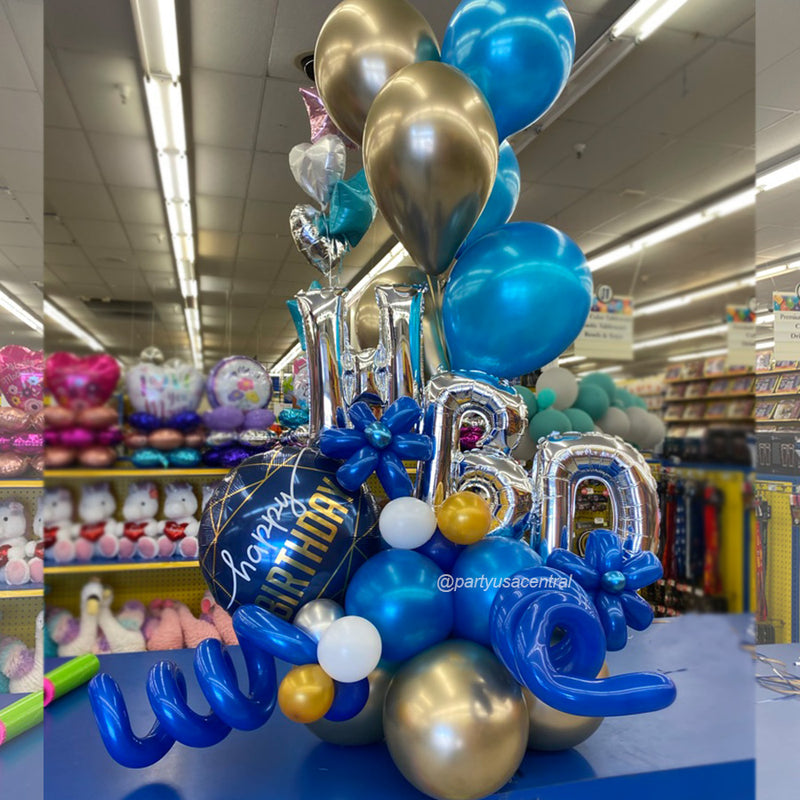 BB19 - HBD Blue Marquee Balloon Bouquet