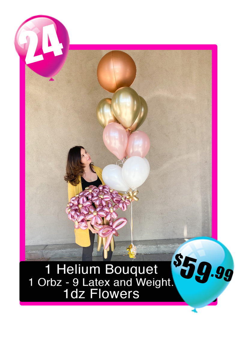 BB24 - Flower Bouquet with Helium Balloon Bouquet