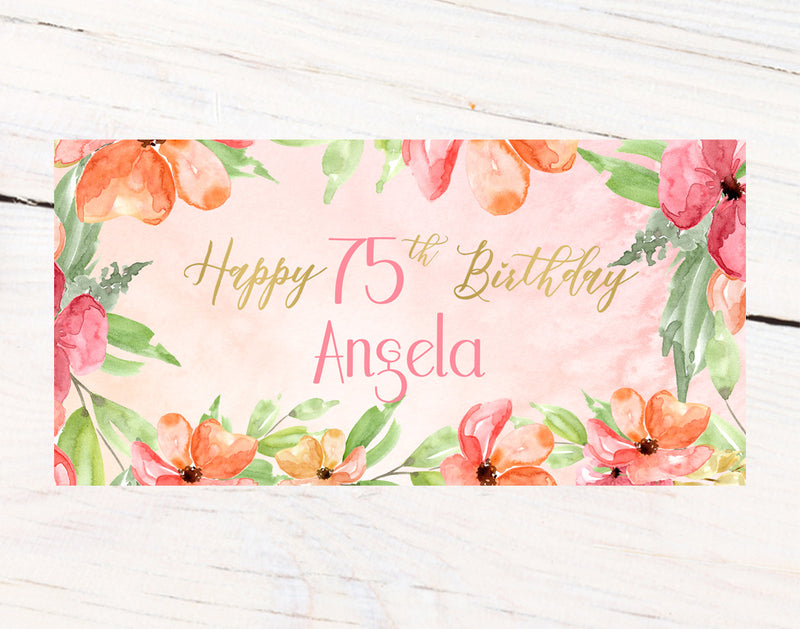 Birthday Coral Floral Personalized Banner