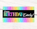 Birthday Rainbow Zebra Personalized Banner