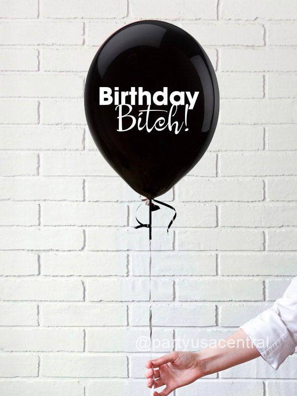 Birthday Bitch Latex Helium Balloons - Black