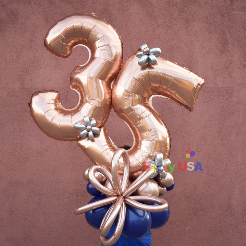 BB13 - Number Marquee Balloon Bouquet - Pick your age.