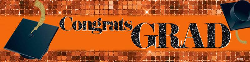 Congrats Grad Orange Graduation Banner