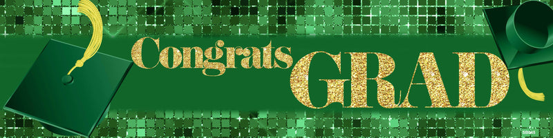 Congrats Grad Green Graduation Banner
