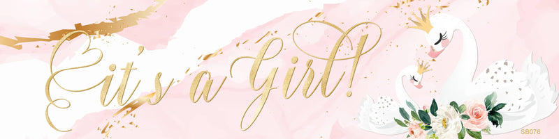 It's a Girl Baby Swan Banner